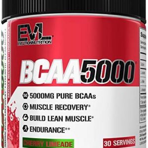 Evlution EVL BCAAs Amino Acids Powder - BCAA Powder Post Workout Recovery Drink and Stim Free Pre Workout Energy Drink Powder - 5g Branched Chain Amino Acids Supplement for Men - Cherry Limeade