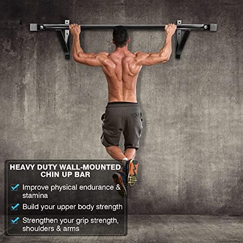 IRONWALLS Pull Up Bar Wall Mounted Home Gym, 500lbs Capacity Heavy Duty Iron Chin Up Bar Upper Body Workout Bar for Strength Training Equipment, Fitness Exercise Frame for Indoor Outdoor Use - Image 2