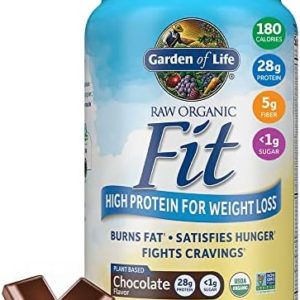 Garden of Life Raw Organic Fit Vegan Protein Powder Chocolate, 28g Plant Based Protein for Weight Management, Pea Protein Fiber Probiotics, Dairy Free Nutritional Shake for Women and Men, 20 Servings