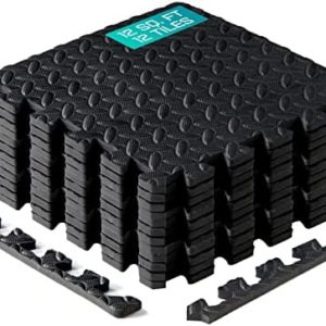 Yes4All 12, 16, 36 SQ. FT Puzzle/Interlocking Exercise Mat Tiles for Home Gym, Exercise EVA Foam Floor Padding with Border for Workout Equipment