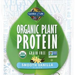 Garden of Life Organic Plant Based Protein Powder - Smooth Vanilla, Vegan, Grain Free and Gluten Free Shake for Women and Men - 10 Servings, 15g of Complete Protein, Probiotics & Enzymes, 0g Sugar