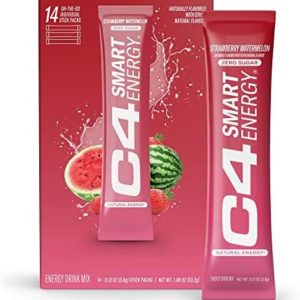 C4 Smart Energy Powder Stick Packs - Sugar Free Performance Fuel & Nootropic Brain Booster, Coffee Substitute or Alternative | Strawberry Watermelon - 14 Count
