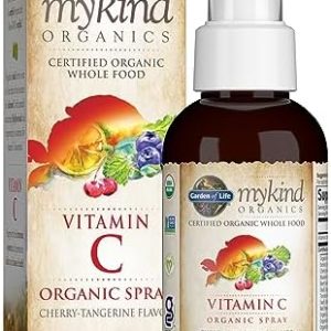 Garden of Life Organic Vitamin C for Kids and Adults, mykind Organics Spray for Skin Health - Cherry Tangerine, Supplement Antioxidant for Immune Support, 2 fl oz Liquid Drops