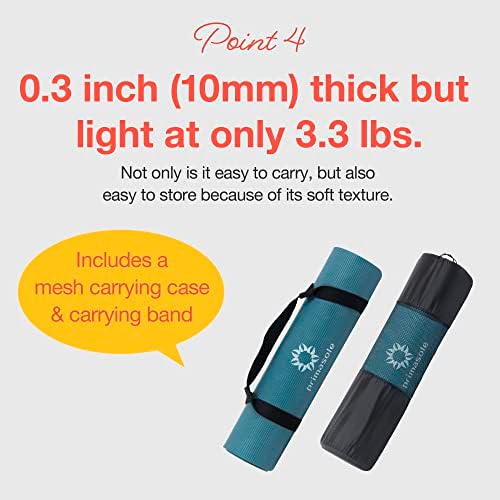 PRIMASOLE Yoga Mat Eco-Friendly Material 1/2" Non-Slip Yoga Pilates Fitness at Home & Gym Twin Color - Image 5