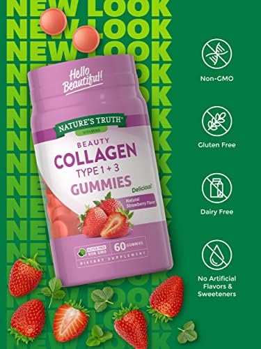 Nature's Truth Beauty Collagen Gummies | 60 Count Type 1 and 3 | Natural Strawberry Flavor | Non-GMO, Gluten Free Collagen Peptide Supplement - Image 4