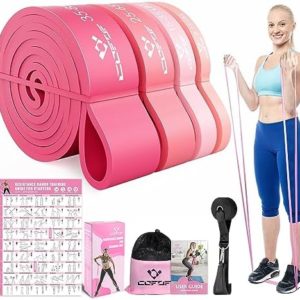 Pull Up Resistance Bands for Women, Thicken Pink Pull Up Assistance Exercise Bands with Training Poster, Resistance Bands for Working Out, Stretching, Powerlifting and Physical Therapy(Home Gym)