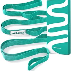 Trideer Stretching Strap Yoga Strap Yoga Band for Physical Therapy, 10 Loop Non-Elastic Yoga Straps for Stretching, Pilates, Exercise & Dancing, Stretch Band with Aesthetic Packaging for Women & Men