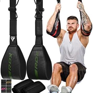 RDX AB Straps for Pull Up Bar Hanging, Maya Hide Leather, Abdominal Muscle Building Padded Arm Support Slings with D-Ring Grip Strap, Leg Raiser Exercise Fitness Workout Training Equipment, Men Women
