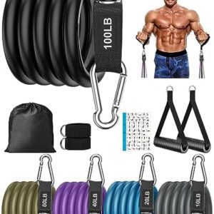 Resistance Bands for Working Out, MyfitGYM 10-250 lbs Heavy Resistance Bands with Handles Multi-Level Workout Exercise Bands for Men Women with Door Anchor Ankle Strap Home Strength Training Equipment