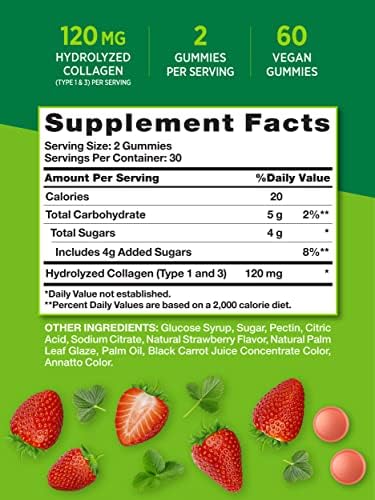 Nature's Truth Beauty Collagen Gummies | 60 Count Type 1 and 3 | Natural Strawberry Flavor | Non-GMO, Gluten Free Collagen Peptide Supplement - Image 2