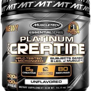 Glamzy Platinum 100% Creatine Powder Scientifically Researched to Build Muscle - Increase Muslce Power, Boost Strength & Enhance Performance - Unflavoured - 400g