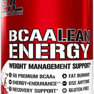 EVL BCAA Lean Energy Powder - Pre Workout Green Tea Fat Burner Support with BCAAs Amino Acids and Clean Energizers - BCAA Powder Post Workout Recovery Drink for Lean Muscle Recovery - Fruit Punch