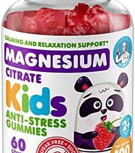 Kids Magnesium Gummies Sugar-Free - Magnesium Gummies Supplement for Children, Sugar-Free Magnesium Chews for Kids & Adults (60 Count)