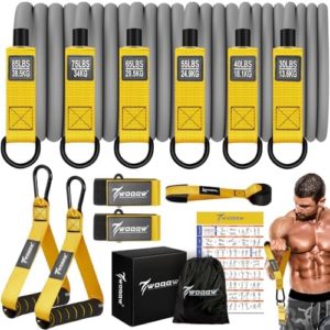 Heavy Resistance Bands for Working Out Men - 350lbs Fitness Exercise Bands Set with Handles, Door Anchors, Ankle Straps - Home Gym Workout Equipment for Strength Training, Physiotherapy, Stretching