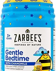 Zarbee's Gentle Bedtime Gummies for Kids - Melatonin-Free Blend of Natural Honey, Raspberry Lemon, and Chamomile Helps Children Unwind and Relax to Prepare for Sleep, 30ct