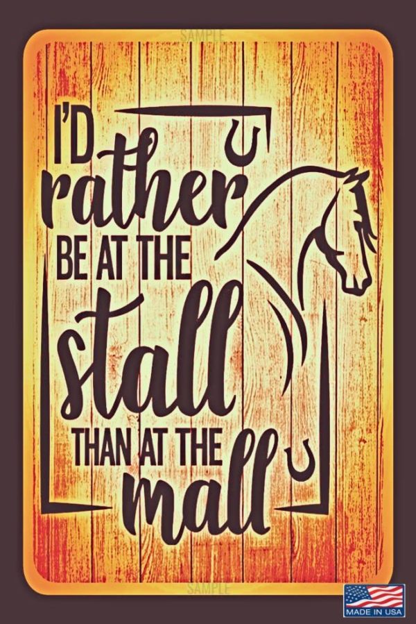 AT THE STALL! Metal Ranch Sign! 8"x12" All Weather Metal Made In USA! Western Lodge Man Cave Bar Saloon She Shed Barn Horse Decor