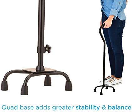 NOVA Designer Quad Cane, Lightweight Four Legged Cane with Soft Grip Handle, Height (for Users 4’11” - 6’4”) & Left or Right Adjustable, Butterflies Design - Image 5