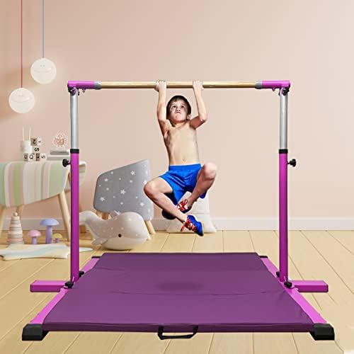 GLANT Gymnastic Kip Bar,Horizontal Bar for Kids Girls Junior,3' to 5' Adjustable Height,Home Gym Equipment,Ideal for Indoor and Home Training,1-4 Levels,300lbs Weight Capacity - Image 6