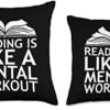 books lover cute reading is like a mental workout Reading is Like a Mental Workout Books Lover Reader Design Throw Pillow, 16x16, Multicolor - Image 3