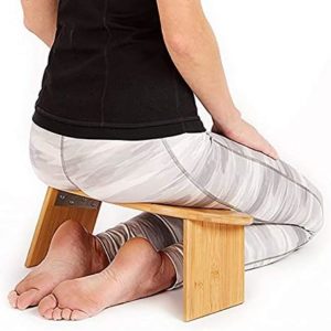 Folding Meditation Bench with Locking Magnetic Hinges - Meditation Seat - Bonus Portable Travel Carry Bag - Ergonomic Bamboo Yoga Stool