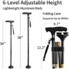 Canes for Men CLOKTA,Walking Cane for Women with LED Light,Pivoting Quad Base,Lightweight and Adjustable Foldable Cane,Quad Cane&Canes for Seniors - Image 6