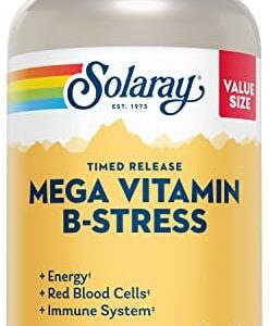 SOLARAY Mega Vitamin B-Stress, Timed-Release Vitamin B Complex with 1000 mg of Vitamin C for Stress, Energy, Red Blood Cell & Immune Support, Vegan, 60-Day Guarantee, (276 CT)