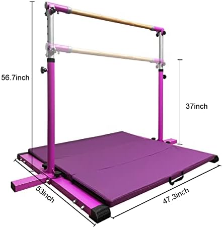 GLANT Gymnastic Kip Bar,Horizontal Bar for Kids Girls Junior,3' to 5' Adjustable Height,Home Gym Equipment,Ideal for Indoor and Home Training,1-4 Levels,300lbs Weight Capacity - Image 3