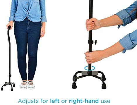 NOVA Designer Quad Cane, Lightweight Four Legged Cane with Soft Grip Handle, Height (for Users 4’11” - 6’4”) & Left or Right Adjustable, Butterflies Design - Image 4
