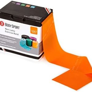 Body Sport Latex Free Resistance Bands - 4-Inch Wide, 50 Yard Rolls – Resistance Bands for Upper & Lower Body