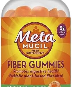 Metamucil Fiber Supplement Gummies, Sugar Free Orange Flavor, 5g Prebiotic Plant Based Fiber Blend, 120 Count