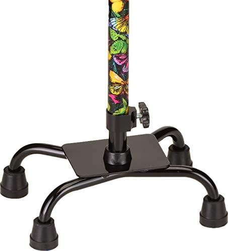 NOVA Designer Quad Cane, Lightweight Four Legged Cane with Soft Grip Handle, Height (for Users 4’11” - 6’4”) & Left or Right Adjustable, Butterflies Design - Image 3