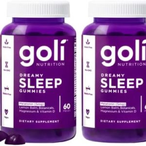 Goli Dreamy Sleep Gummy - 120 Count - Melatonin, Vitamin D, Magnesium, and Lemon Balm Extract - Gelatin-Free, Gluten-Free, Vegan & Non-GMO