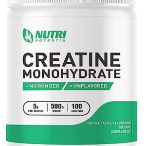 Creatine Monohydrate Powder 500 Grams (1.1lbs), Micronized Creatine Powder, Creatine Supplements Vegan Pre Workout Creatine Nutritional, Pure, Unflavored, No Additives