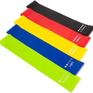Resistance Band, 100% Natural Elastic Rubber Latex Stretching Loop Bands for Working Out, Training, Exercise, Therapy, Yoga, Pilates, Fitness Equipment, Set of 5