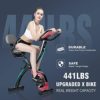 Folding Exercise Bike Magnetic, Upright Recumbent Indoor Workout Exercise Bike with Front and Back Arm Resistance Bands LCD Monitor Pulse Sensor Phone Holder for Cardio Workout and Strength Training - Image 4