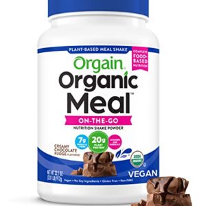 Orgain Organic Vegan Meal Replacement Protein Powder, Creamy Chocolate Fudge - 20g Plant Based Protein, Gluten Free, Dairy Free, Lactose Free, Soy Free, No Sugar Added, For Smoothies & Shakes - 2.03lb