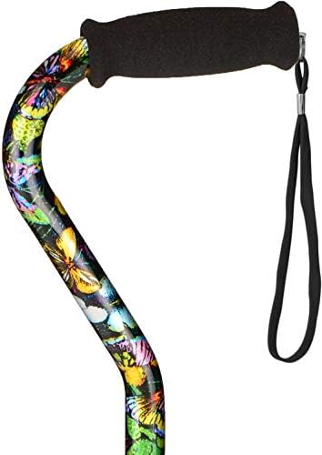 NOVA Designer Quad Cane, Lightweight Four Legged Cane with Soft Grip Handle, Height (for Users 4’11” - 6’4”) & Left or Right Adjustable, Butterflies Design - Image 2