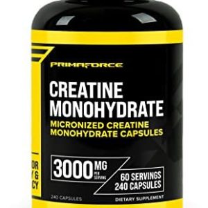 Primaforce Creatine Monohydrate Capsules - 240 Capsules, 3,000mg per Serving, Gluten Free and Non-GMO