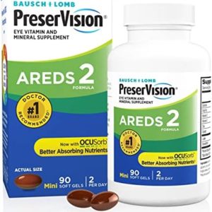 PreserVision AREDS 2 Eye Vitamin & Mineral Supplement, Contains Lutein, Vitamin C, Zeaxanthin, Zinc & Vitamin E, 90 Softgels (Packaging May Vary)