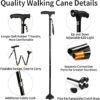 Canes for Men CLOKTA,Walking Cane for Women with LED Light,Pivoting Quad Base,Lightweight and Adjustable Foldable Cane,Quad Cane&Canes for Seniors - Image 5