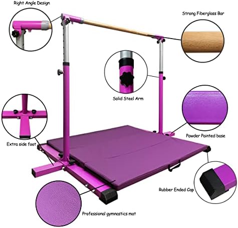 GLANT Gymnastic Kip Bar,Horizontal Bar for Kids Girls Junior,3' to 5' Adjustable Height,Home Gym Equipment,Ideal for Indoor and Home Training,1-4 Levels,300lbs Weight Capacity - Image 4