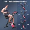 Folding Exercise Bike Magnetic, Upright Recumbent Indoor Workout Exercise Bike with Front and Back Arm Resistance Bands LCD Monitor Pulse Sensor Phone Holder for Cardio Workout and Strength Training - Image 7